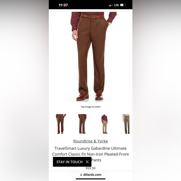 Roundtree & Yorke
TravelSmart Luxury Classic Fit Pleated-Front Dress Pants NEW - Picture 4 of 4